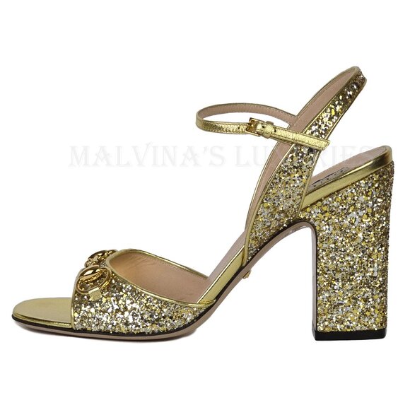 GUCCI SHOES GOLD METALLIC HORSEBIT SANDALS $990 sz 40 10 - Picture 4 of 16